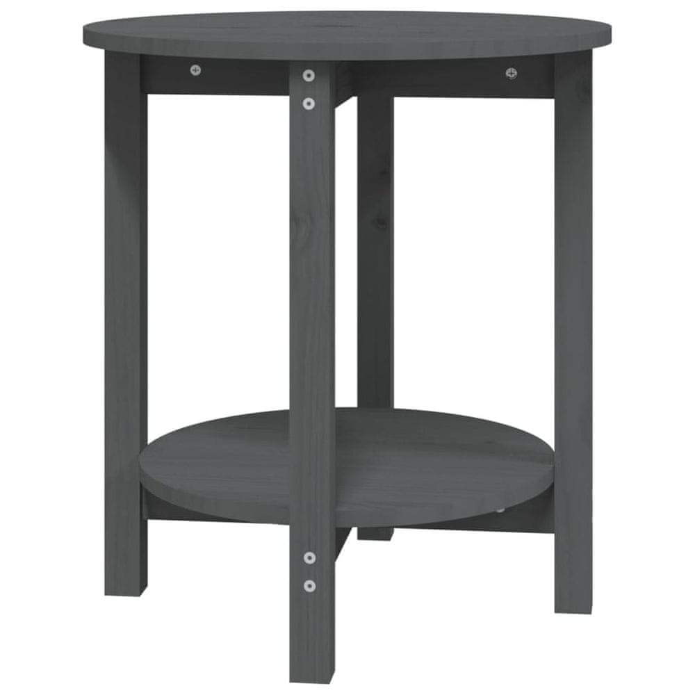 Vidaxl Konferenčný stolík sivý Ø 55x60 cm borovicový masív
